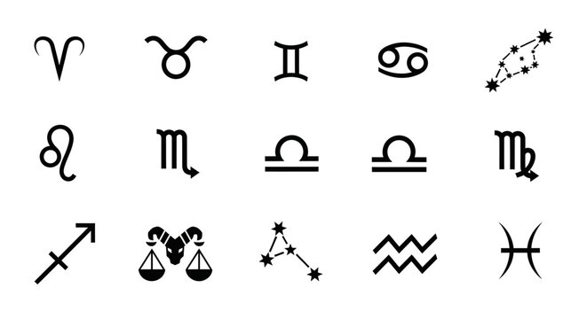 Zodiac Signs Astrology Symbols and Constellations Collection