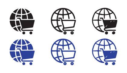 Global shopping cart icon illustrating worldwide e-commerce and international retail concept. © Khadija Akther