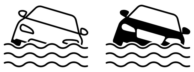 flooded car disaster warning icon © Vectorixpro