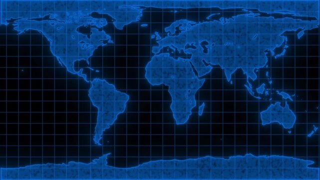 Royal blue color moving grid lines modern designloopable  world map background