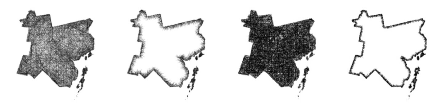 Monochrome sketch Waldo County (Maine) outline map design set