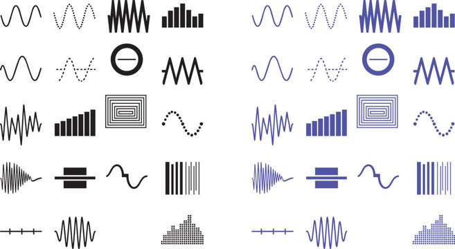 Collection of waveform and audio visualizer icons in black and purple