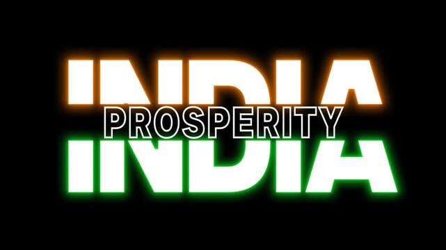 India Prosperity text design reveal glow shine animation video