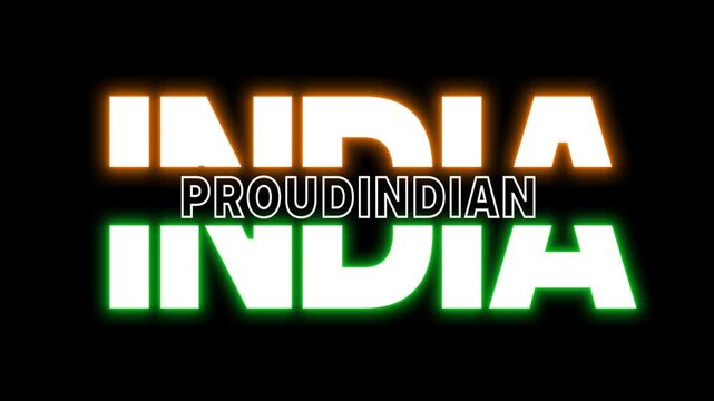 India proud India text design reveal glow shine animation