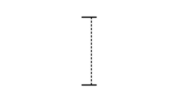 Vertical dotted line measuring height animation, alpha channel 4k animation video.