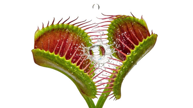 Venus flytrap plant with red and green leaves open