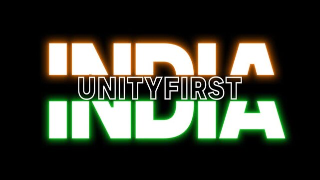 India Unity first text design reveal glow shine animation