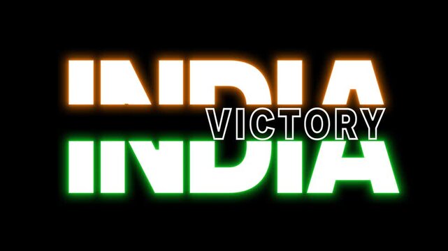 India victory text design reveal glow shine animation