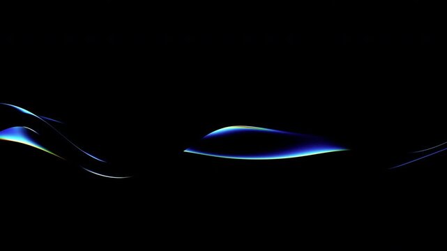 Abstract iridescent colorful refractions on a wavy glass shape, seamless loop 3d animation