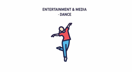Obraz premium Minimalist illustration of a person in mid-dance pose, with the text 