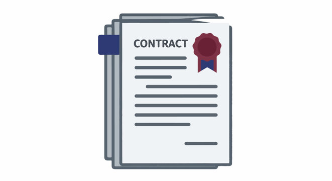 A document d "CONTRACT" secured with a blue clip and sealed with a maroon wax emblem