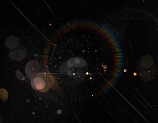 Fototapeta premium Dark abstract with lens flare, bokeh, and light streaks