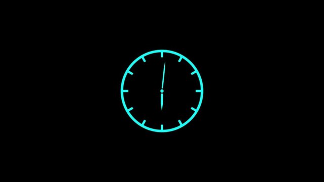Clock Animation in 12 Hour Loop animation with optional luma matte. Alpha Luma Matte included. 4k animation video.