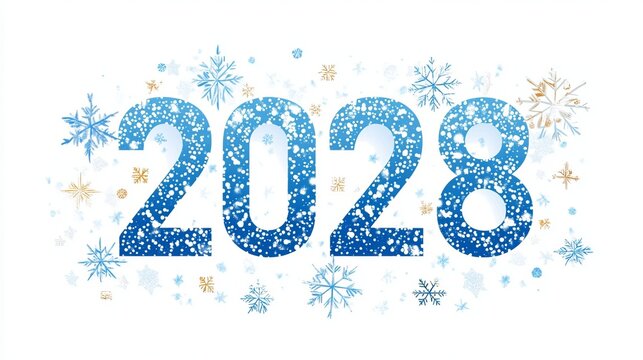 Colorful 2028 Celebration with Festive Elements on White Background, Perfect for Holiday Enthusiasts
