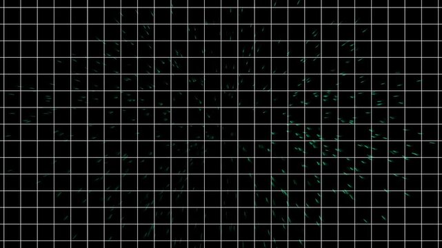 Abstract green streaks radiating from center on black. Green light lines for technology data compiler visualization. Digital light animation for network interface.