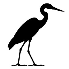 Obraz premium Black Heron Silhouette, Bird Icon, Wildlife Illustration, Vector Graphic