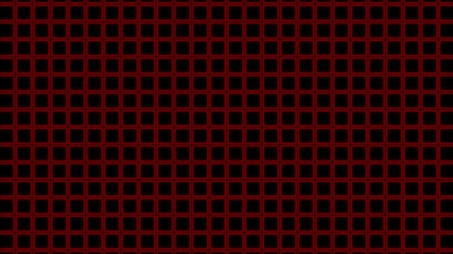 Red geometric pattern with dark squares and circles. Geometry pattern symbol for corporate technology layout design. Digital geometric animation for video backdrop.