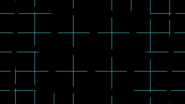 Cyan grid pattern on black background geometric abstract. Digital grid symbol for software computer compiler design. Digital grid animation for scifi monitor display.
