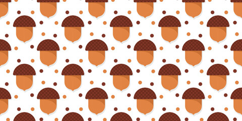 Fototapeta premium Autumn oak nut repeating pattern for wrapping paper and backgrounds. Acorn pattern