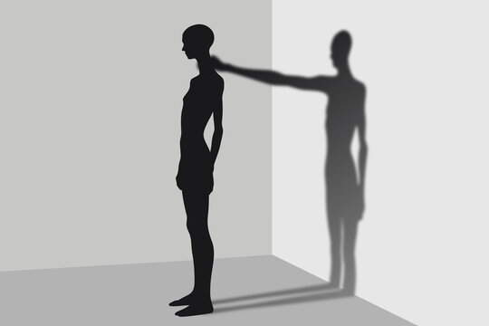 Shadow Struggle with Yourself, Hard Work and Victory Concept Illustration