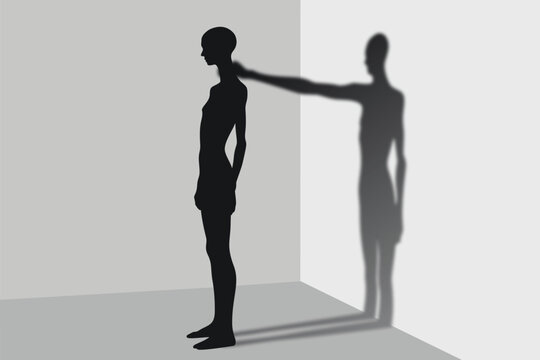 Shadow Struggle with Yourself, Hard Work and Victory Concept Illustration