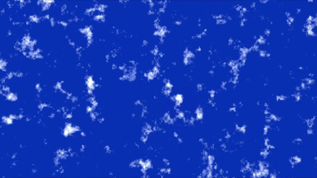 White clouds scattered on bright blue background animation. Abstract clouds pattern for summer vacation overview. Abstract clouds animation for weather report.