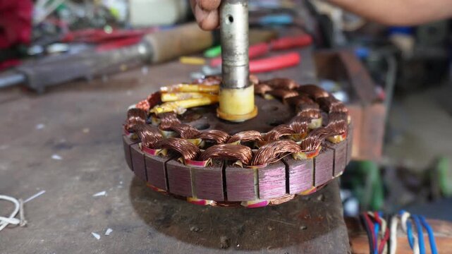 Ceiling fan stator rewinding with new copper coils
