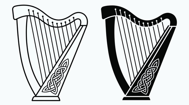 Harp Icons Collection &ndash; Celtic Knot & Musical Designs