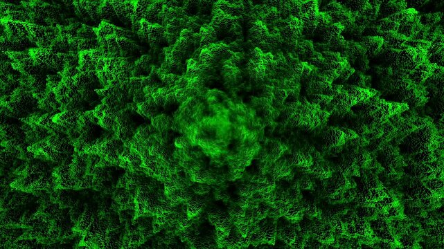 Green abstract fractal landscape with dark center texture. Abstract topography texture for scientific simulation layout. Abstract topographic map for terrain.