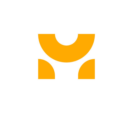 Abstract Curved M Letter Logo Design