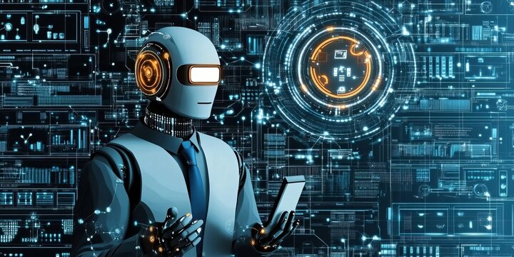 Robotic technology reshaping business strategies with AI solutions and smart software.