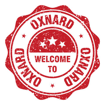 Welcome to Oxnard red grunge round stamp. Welcome to Oxnard stamp