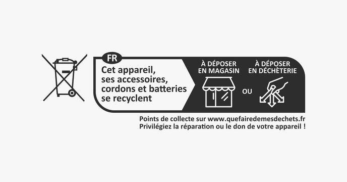 Label, a mandatory sorting symbol used in France sign.