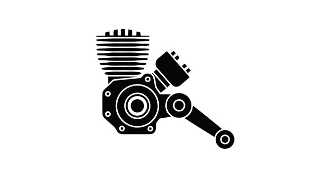 Vector illustration of icon of a combustion engine with a piston and connecting rod on a transparent background