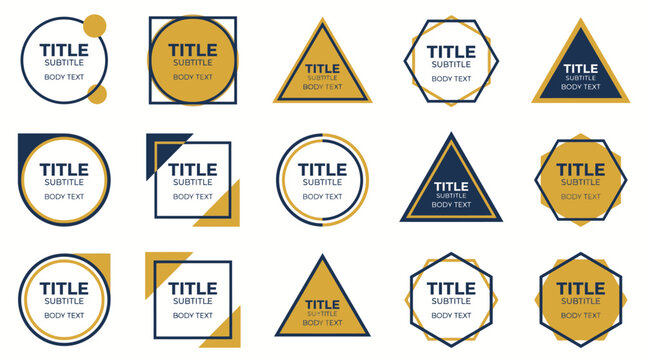 Collection of geometric shapes with text placeholders.
