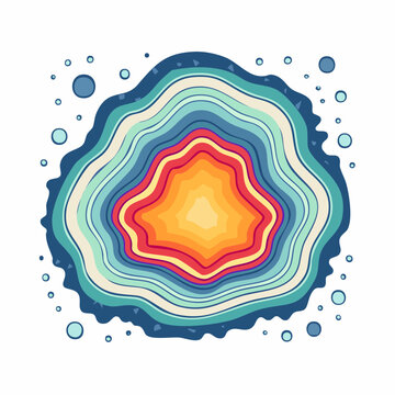 Abstract Geode Slice with Concentric Layers and Bubbles