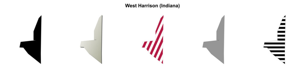 Obraz premium West Harrison (Indiana) blank outline map set