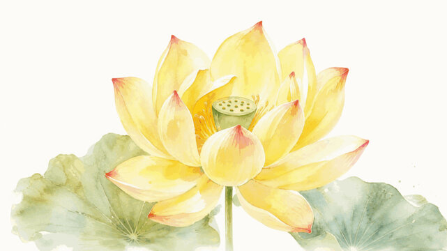 Lotus blossom Yellow lotus isolated watercolor vector illustration svg
