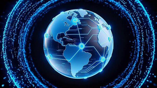 Globe with digital network connections