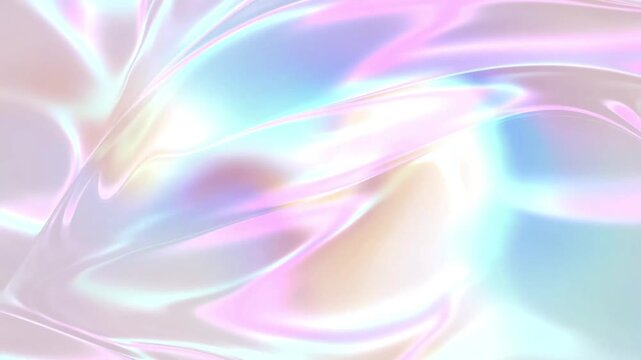 Abstract Iridescent Holographic Pastel Liquid Background with Soft Gradient Waves