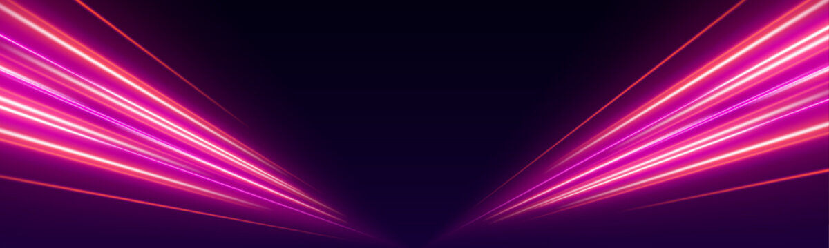Futuristic road tunnel with bright speed lines and glowing motion effects. Abstract vector background. vector