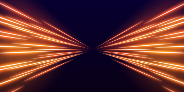 Futuristic freeway with luminous travel lines and abstract speed flow. Modern vector illustration. vector