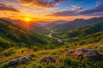 Fototapeta premium sunset in the mountains
