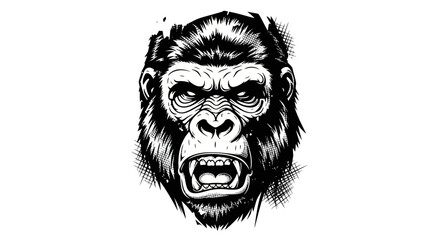 angry gorilla head, sketch © cicok
