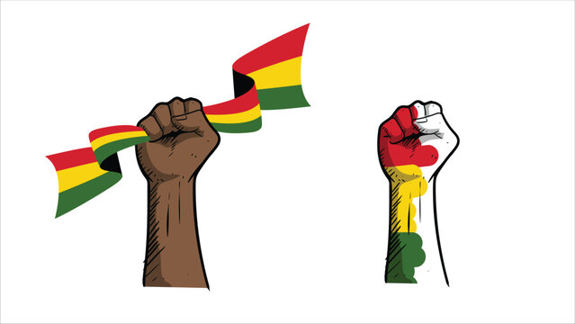Raised fist holding Juneteenth flag illustration