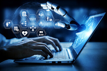 Obraz premium Artificial intelligence enhances employee benefits and financial incentive network for growth Parse