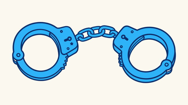 Handcuffs in police arrest equipment.