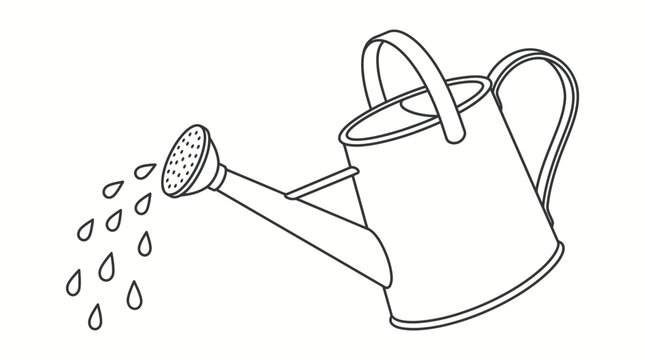 Watering can with water droplets pouring.