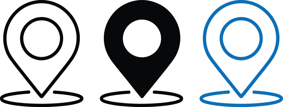 Simple location pinpoint icon set with different styles
