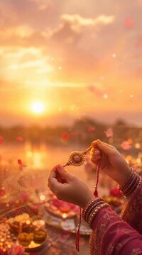 Raksha Bandhan festival sister tying rakhi to brother symbolizing protection and love